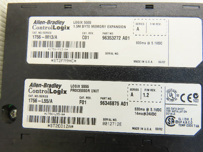 Allen Bradley 1756-M13/A Ser A Processor And 1.5M Byte Expansion