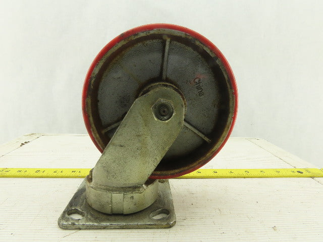 6" x 2" Rubber Over Cast Iron Swivel Caster Plate Mount