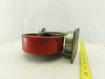 6" x 2" Rubber Over Cast Iron Swivel Caster Plate Mount