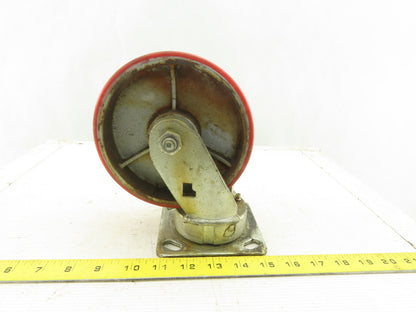 6" x 2" Rubber Over Cast Iron Swivel Caster Plate Mount