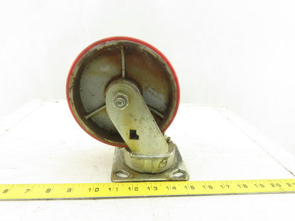 6" x 2" Rubber Over Cast Iron Swivel Caster Plate Mount