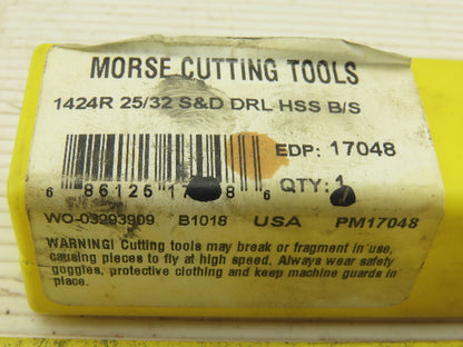 Morse Cutting Tools 1424R 25/32" S&D Drill HSS 6-1/4" OAL 118° Cut
