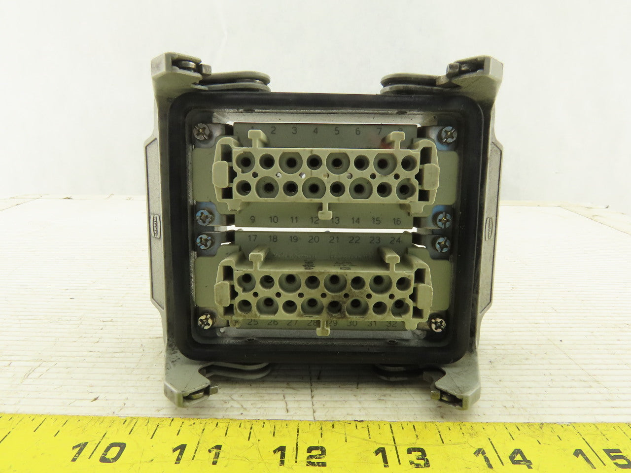 Harting 500V 13A 30 Total Female Pin Two Stack Cam Lock Panel Mount Connector