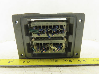 Harting 500V 13A 30 Total Female Pin Two Stack Cam Lock Panel Mount Connector