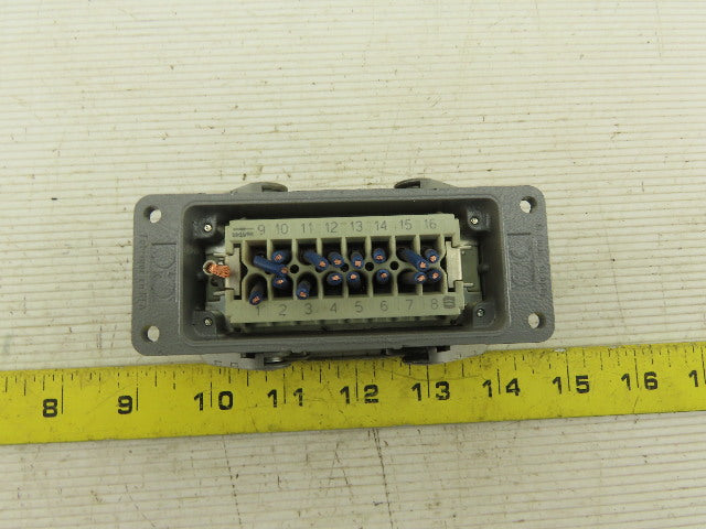 Harting 500V 15A 16 Conductor Female Panel Mount Cam Lock Connector