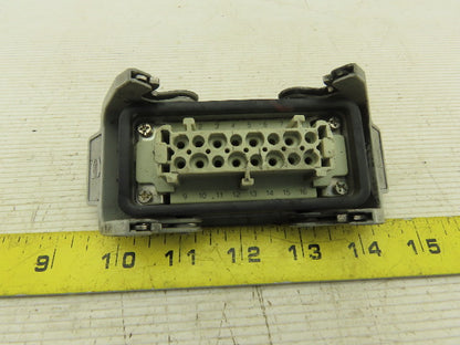 Harting 500V 15A 16 Conductor Female Panel Mount Cam Lock Connector