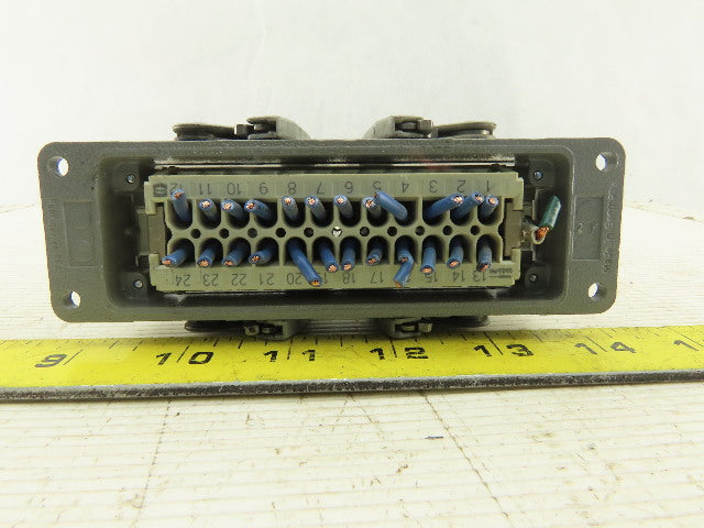 Harting 500V 15A 24 Conductor Female Panel Mount Cam Lock Connector