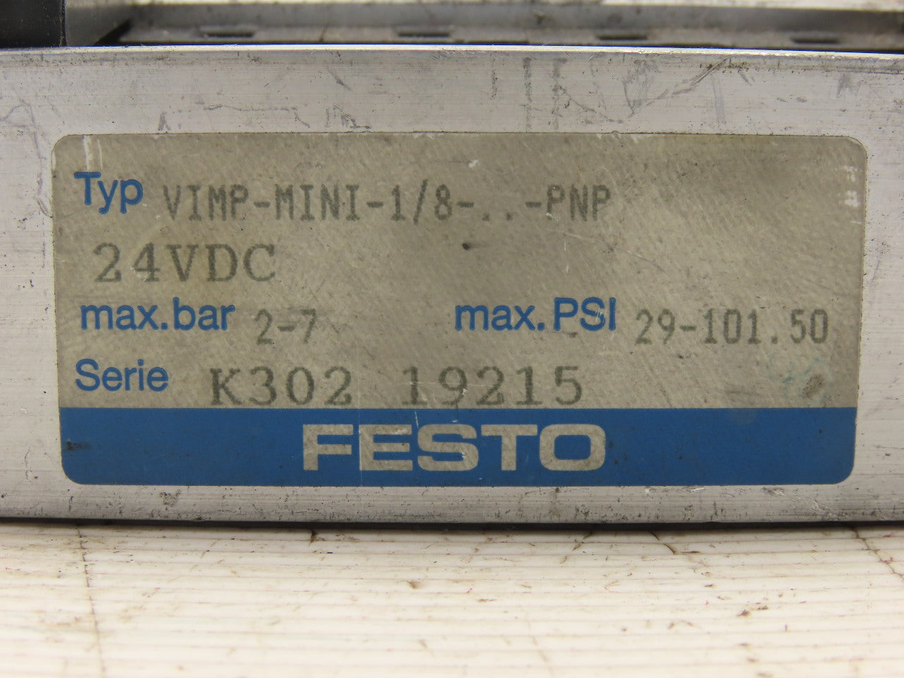 Festo VIMP-MINI-1/8 29-100 PSI 4 Port Tiger Valve Terminal 24VDC