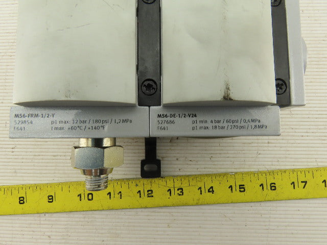 Festo MS6-DE-1/2-V24 On/Off Pneumatic Valve W/MS6-FRM-1/2-Y 1/2" NPT