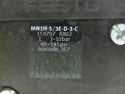 Festo MN1H-5/3E-D-3-C 5/3 Position Closed Center Pneumatic Valve