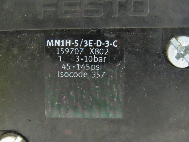 Festo MN1H-5/3E-D-3-C 5/3 Position Closed Center Pneumatic Valve