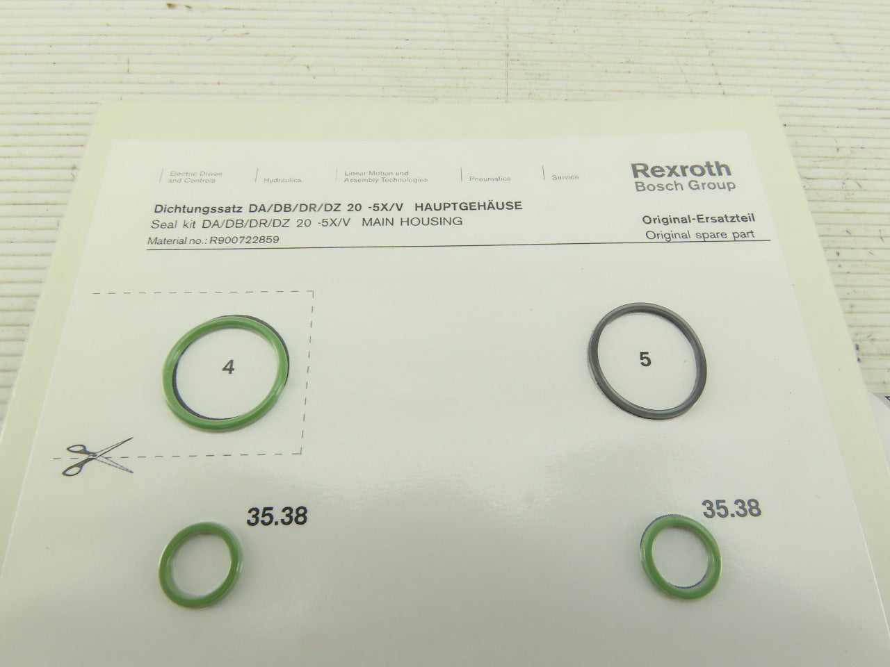 Rexroth R900722859 DA/DB/DR/DZ 20 -5X/V Seal Kit Main Housing