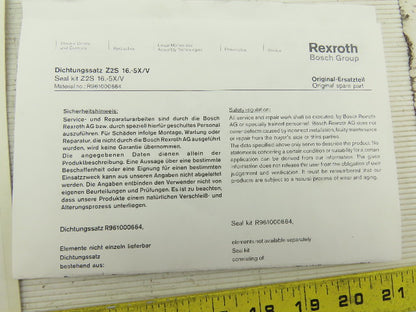 Rexroth R961000664 Z2S 16.-5X/V Seal Kit