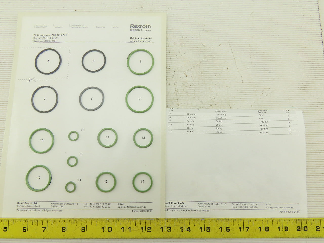 Rexroth R961000664 Z2S 16.-5X/V Seal Kit