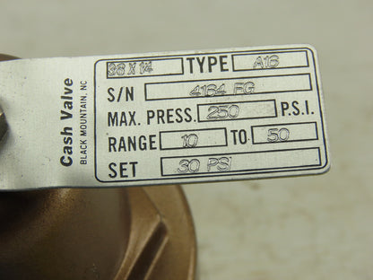 Cash Valve A16 3/8" x 1/4" NPT 3 Way Pressure Regulator 30PSI Set 250PSI MAX WOG