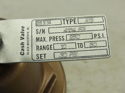 Cash Valve A16 3/8" x 1/4" NPT 3 Way Pressure Regulator 30PSI Set 250PSI MAX WOG