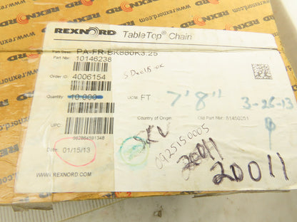 Rexnord 10146238 PA-FR-BK880K3.25 Plastic Table Top Conveyor Chain 92" Length