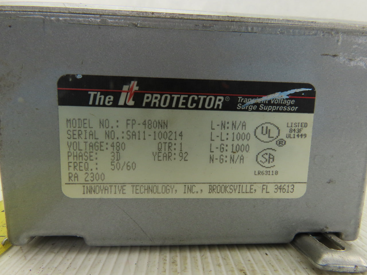 INNOVATIVE TECHNOLOGY INC FP-480NN 3 Wire Surge Suppressor Protector 480V 3PH