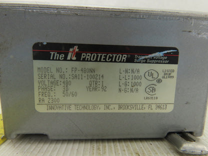 INNOVATIVE TECHNOLOGY INC FP-480NN 3 Wire Surge Suppressor Protector 480V 3PH