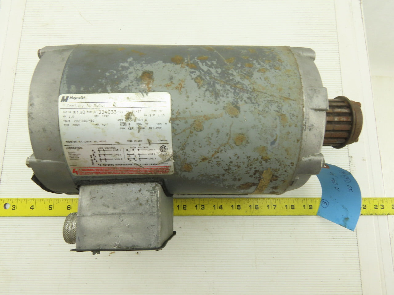 Magnaetek R130 1Hp Electric Motor 208-230/460-480V 3Ph P143T Frame 1745RPM