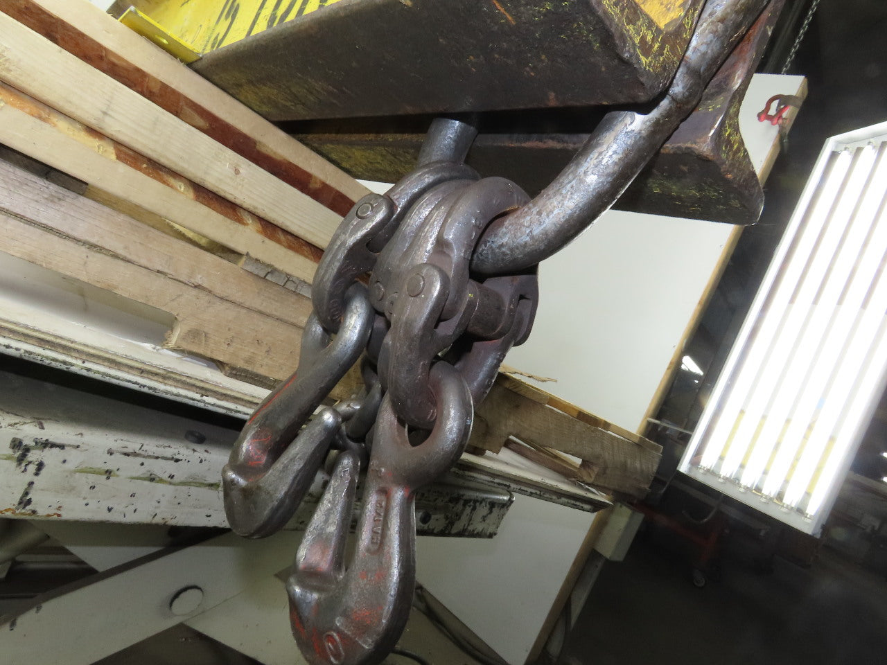 Great Lakes Supply 15 Ton Capacity Lifting Beam 73" Wide 60" Double Sling Chains