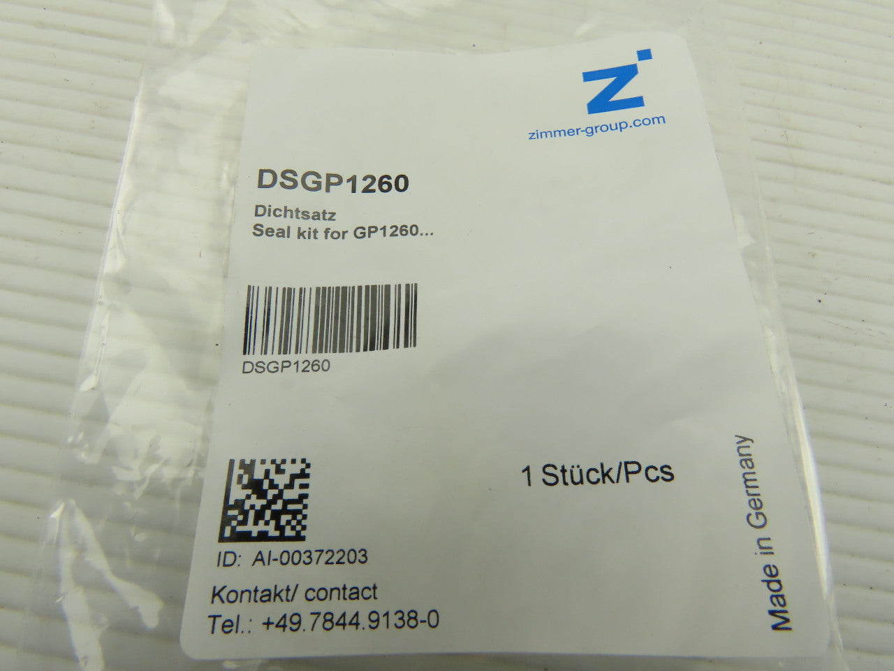 Zimmer Group DSGP1260 Seal Repair Kit For GP1230 Gripper
