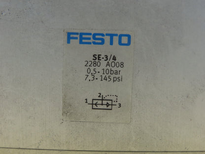 Festo SE-3/4 3/4" NPT Quick Exhaust Valve 0.5-10 Bar 7.3-145 PSI