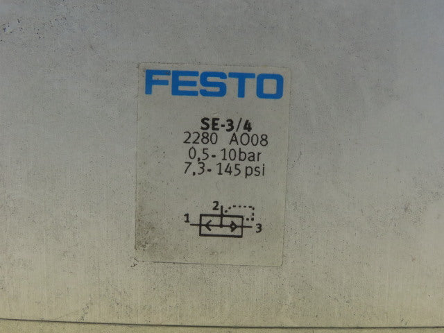 Festo SE-3/4 3/4" NPT Quick Exhaust Valve 0.5-10 Bar 7.3-145 PSI