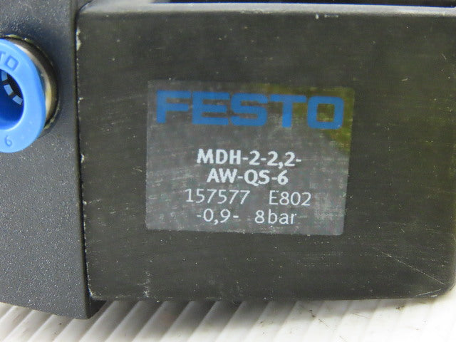 Festo MDH-2-2.2-AW-QS-6 20.4-26.4VDC Pneumatic Valve Solenoid