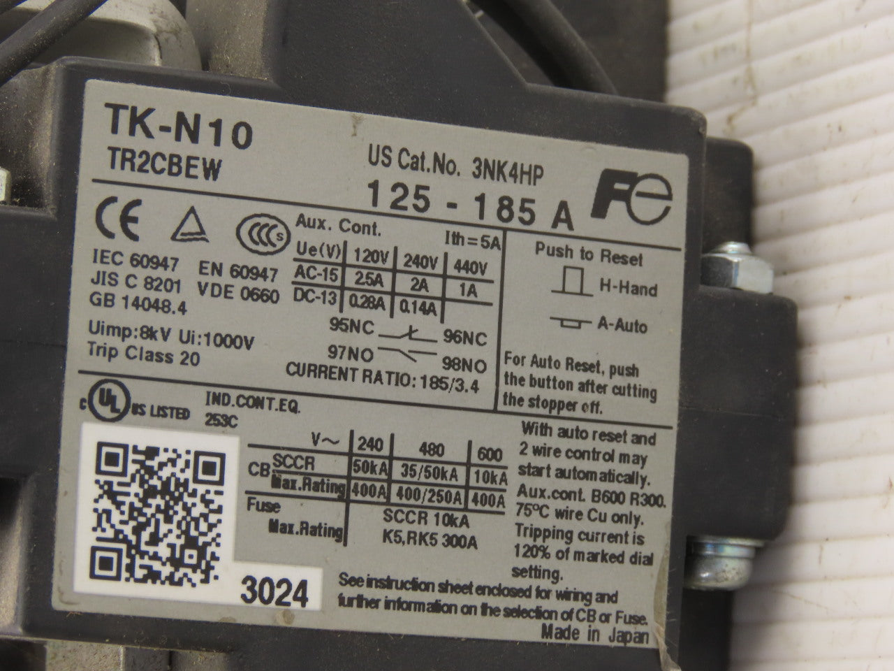 Fuji TK-N10 Overload Relay 125A to 185A
