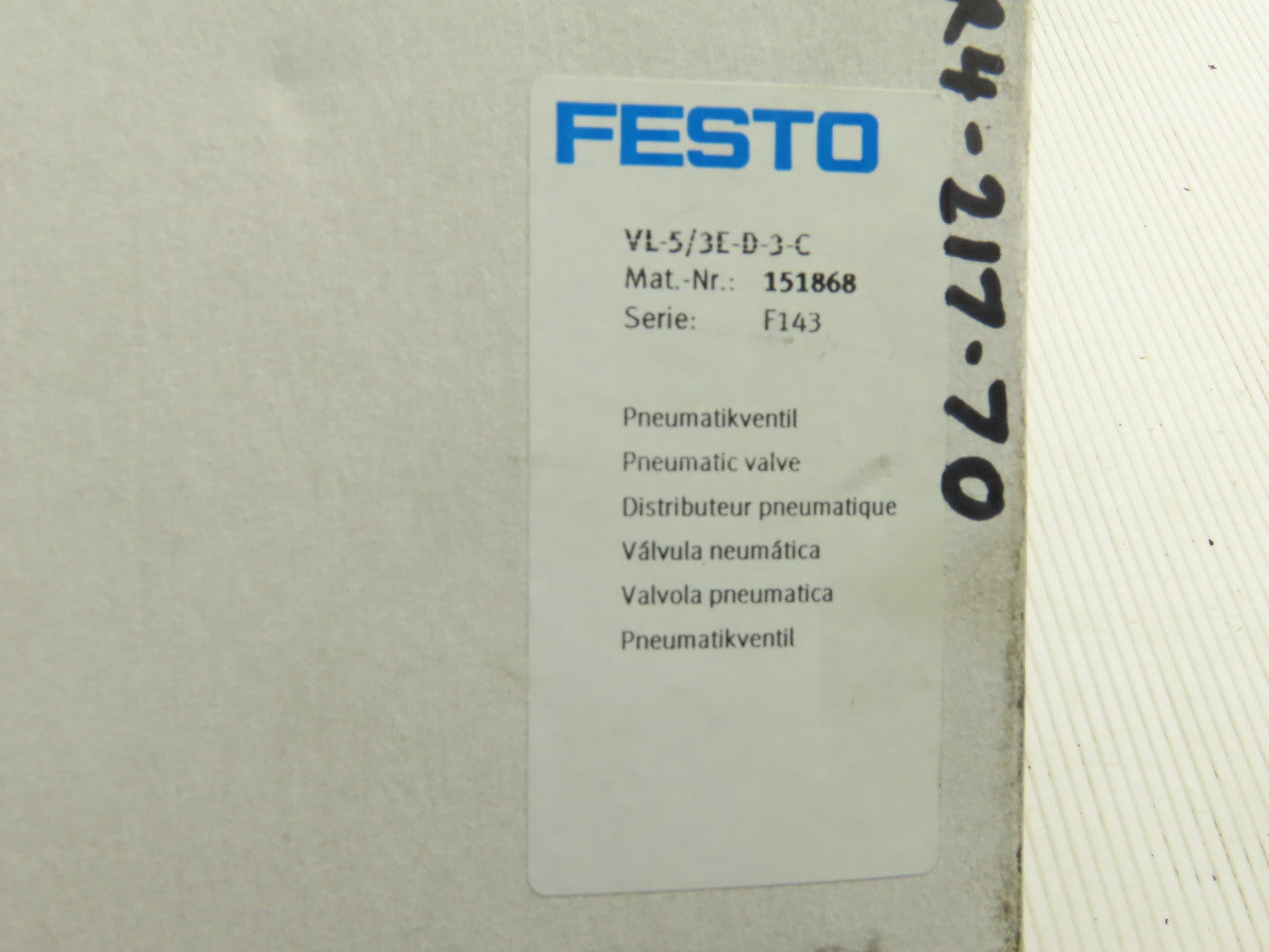 Festo VL-5/3E-D-3-C Pneumatic Valve 5/3 Exhausted