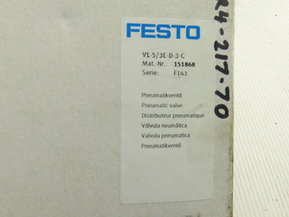 Festo VL-5/3E-D-3-C Pneumatic Valve 5/3 Exhausted
