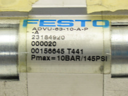 Festo ADVU-63-10-A-P 63mm Bore 10mm Stroke Double Acting Air Cylinder