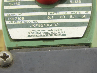 ASCO JKF8210G002 Solenoid Valve Oil Water Tight Connector 1/2" NPT