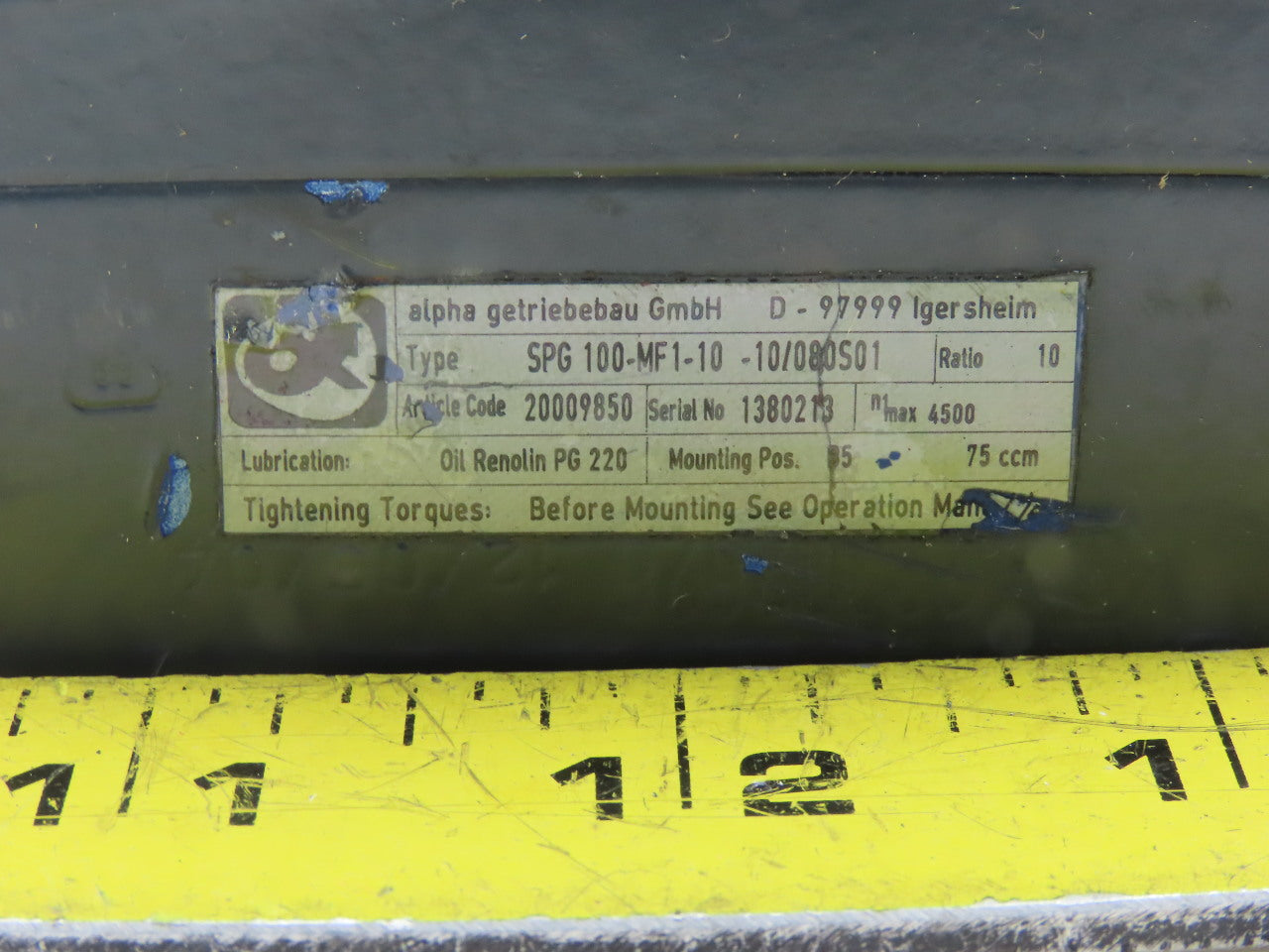 Alpha SPG 100-MF1-10 10:1 Ratio 19mmx32mm Servo Gear Head 4500RPM Max