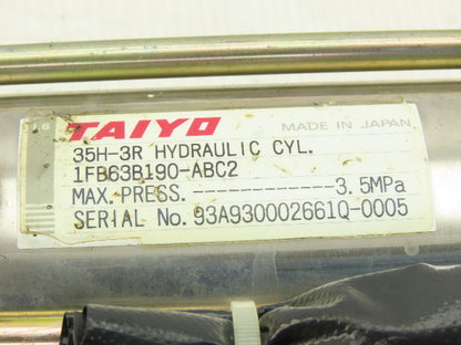 Taiyo 35H-3R 1FB63B190-ABC2 63mm Bore 190mm Stroke Dbl Acting Hydraulic Cylinder