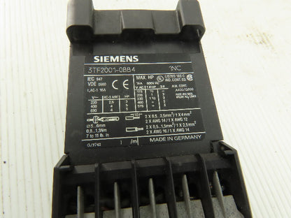 Siemens 3TF2001-0BB4 16A 600V Contactor 24VDC Coil Lot Of 2