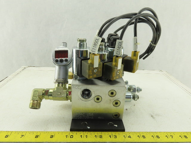 Hydac 5 Solenoid Operated Hydraulic Regulated Manifold Check Assembly 24VDC