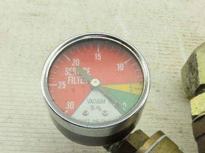 3/4" Brass Y-Strainer With 2-30 IN.Hg Filter Condition Indicator