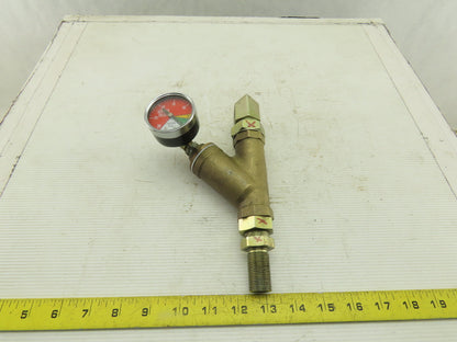 3/4" Brass Y-Strainer With 2-30 IN.Hg Filter Condition Indicator