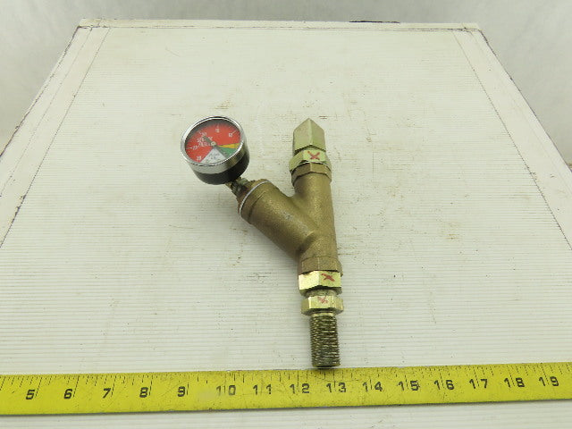 3/4" Brass Y-Strainer With 2-30 IN.Hg Filter Condition Indicator
