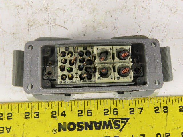 Harting 400V 16A 20 Female Pin Connector Housing Panel Mount Lever Lock