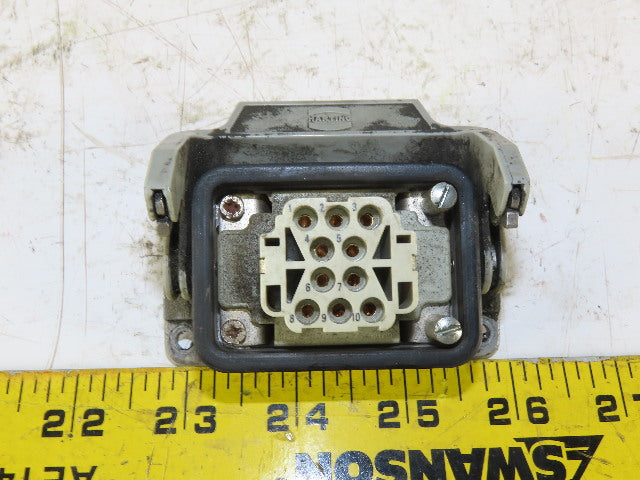 Harting 10 Pin Female Panel Mount Housing Lever Lock