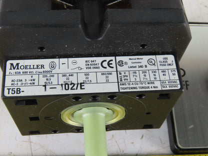Moeller T5B-1-102/E 400V 30kW 2 Position Panel Disconnect Switch