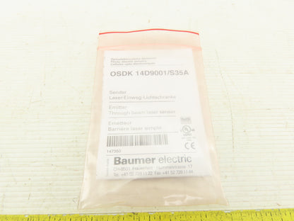 Baumer OSDK 14D9001/S35A Through Beam Sensor Emitter 10-30VDC