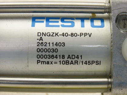 Festo DNGZK-40-80-PPV-A 40mm Bore 80mm Stroke Trunnion Dbl Acting Air Cylinder