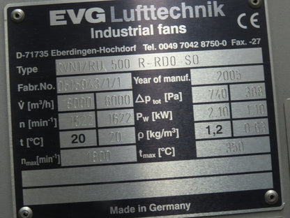 EVG Lufttechnik RVN1/RU 3.6kW 480V 50/60Hz 8000 V[m3/h] High Pressure Blower
