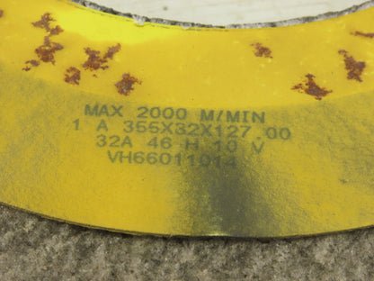 Kinik VH66011014 Used 32A Abrasive Wheel 355x32x127.00 13-1/4" OD 2000M/Min