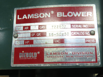 Lamson 15-SG-50 5Hp 3450RPM 200-460V 60Hz Blower W/ Sound Trap Muffler