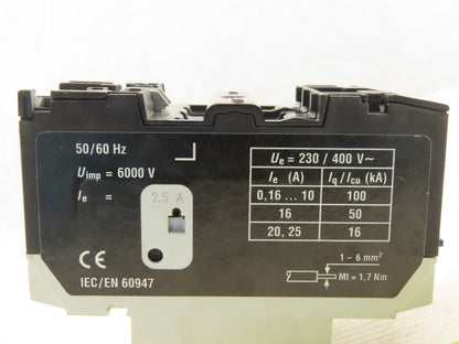 Moeller PKZM0-2.5 600V 1-1/2Hp 3Ph Motor Starter Circuit Breaker 1.6-2.5A Lot/2